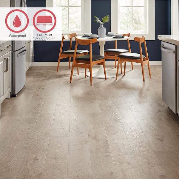Outlast+ Jetties Beach Oak 12 mm T x 7.4 in. W Waterproof Laminate Wood Flooring (1079.7 sqft/pallet)