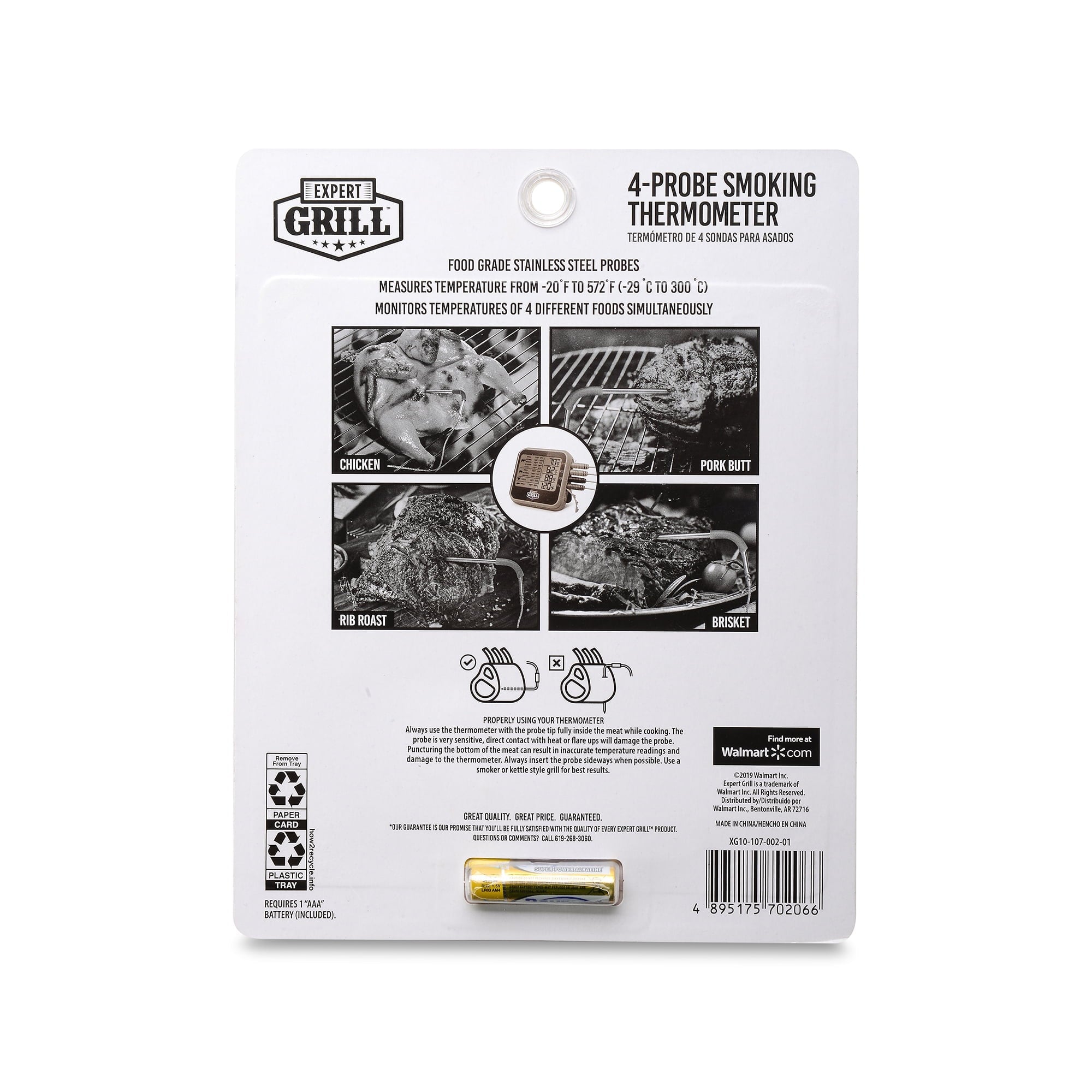 Expert Grill LCD Display Cooking Thermometer with 4 Temperature Probes