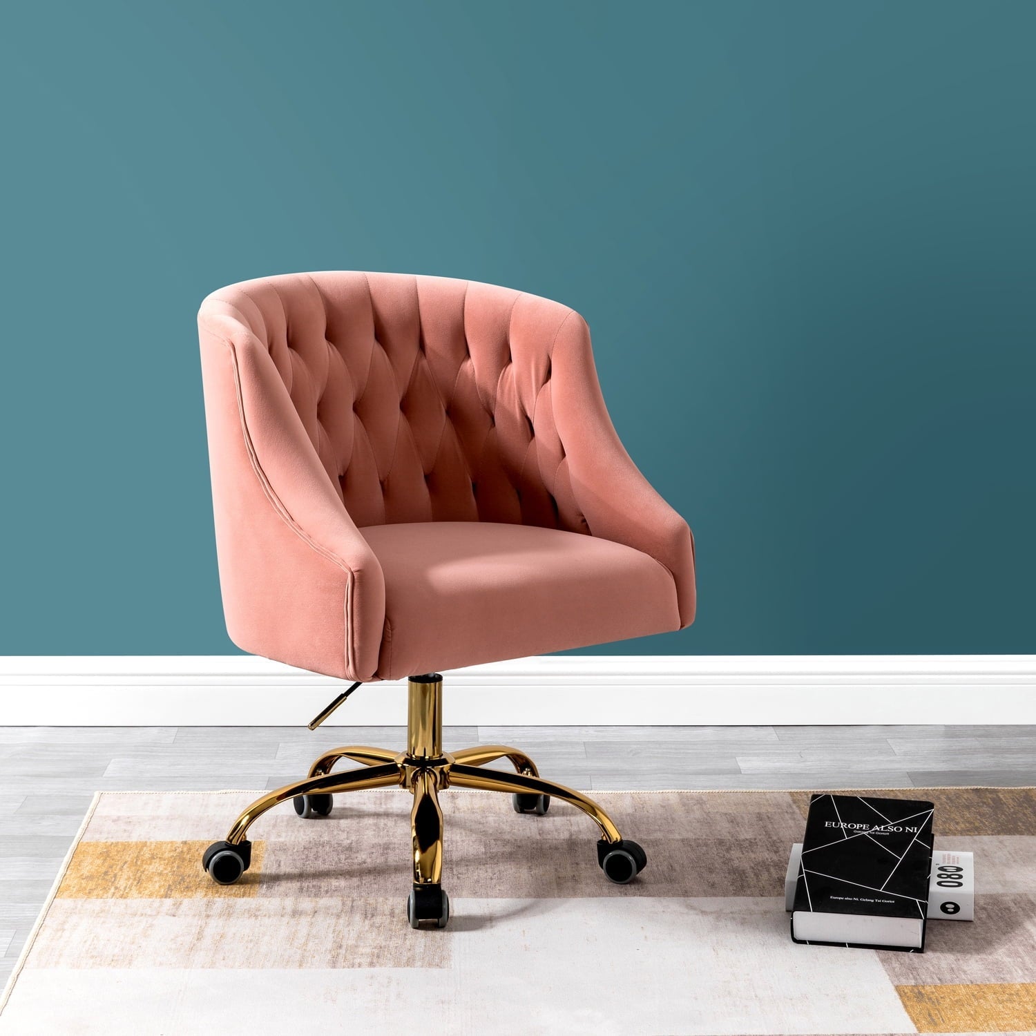 14 Karat Home Lydia 15 in Task Chairs with Swivel, 250 lbs, Pink