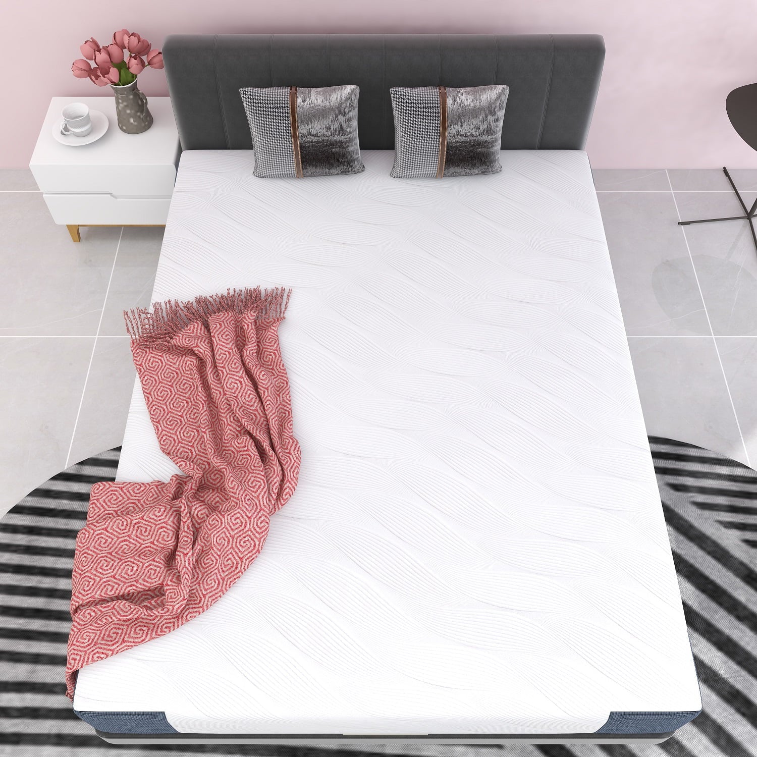 inch Memory Foam & Innerspring Hybrid Mattress, Medium Firm Bed in a Box for Pressure Relief, Queen Mattress