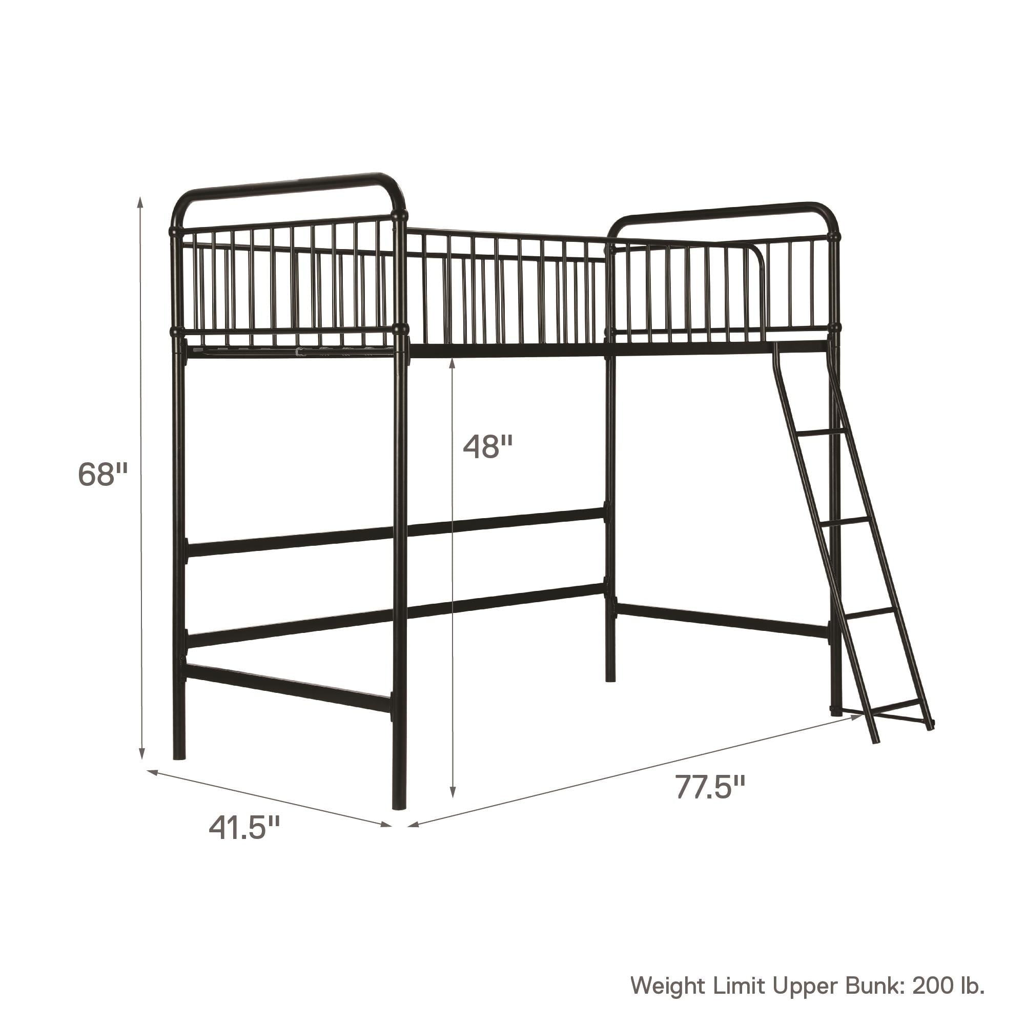 Better Homes & Gardens Kelsey Twin Metal Loft Bed, Black