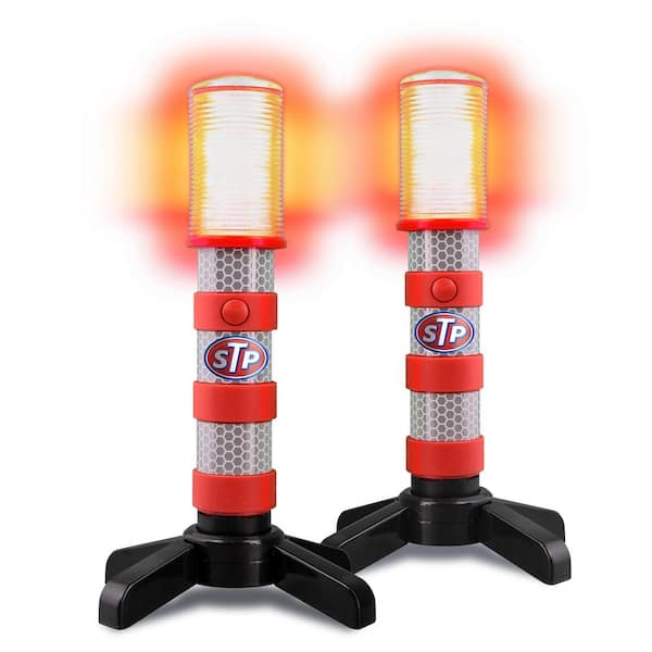 Emergency LED Road Flares, 3 Separate Lighting Modes, Battery-Powered (2-Pack)