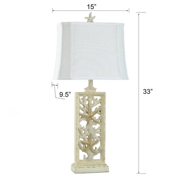 South Cove 33 in. Weathered Cream Table Lamp