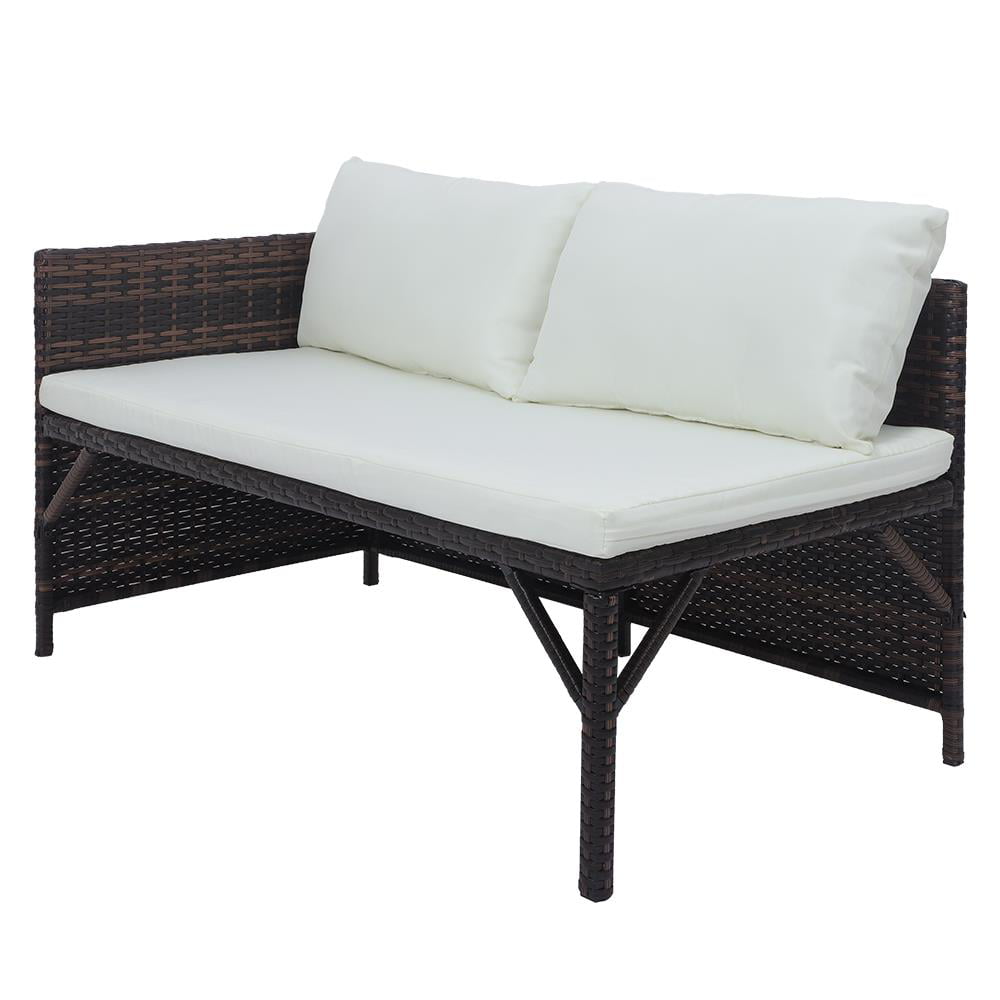 OverPatio 3 Piece Small Sectional Sofa Lounge and Love Seat, White