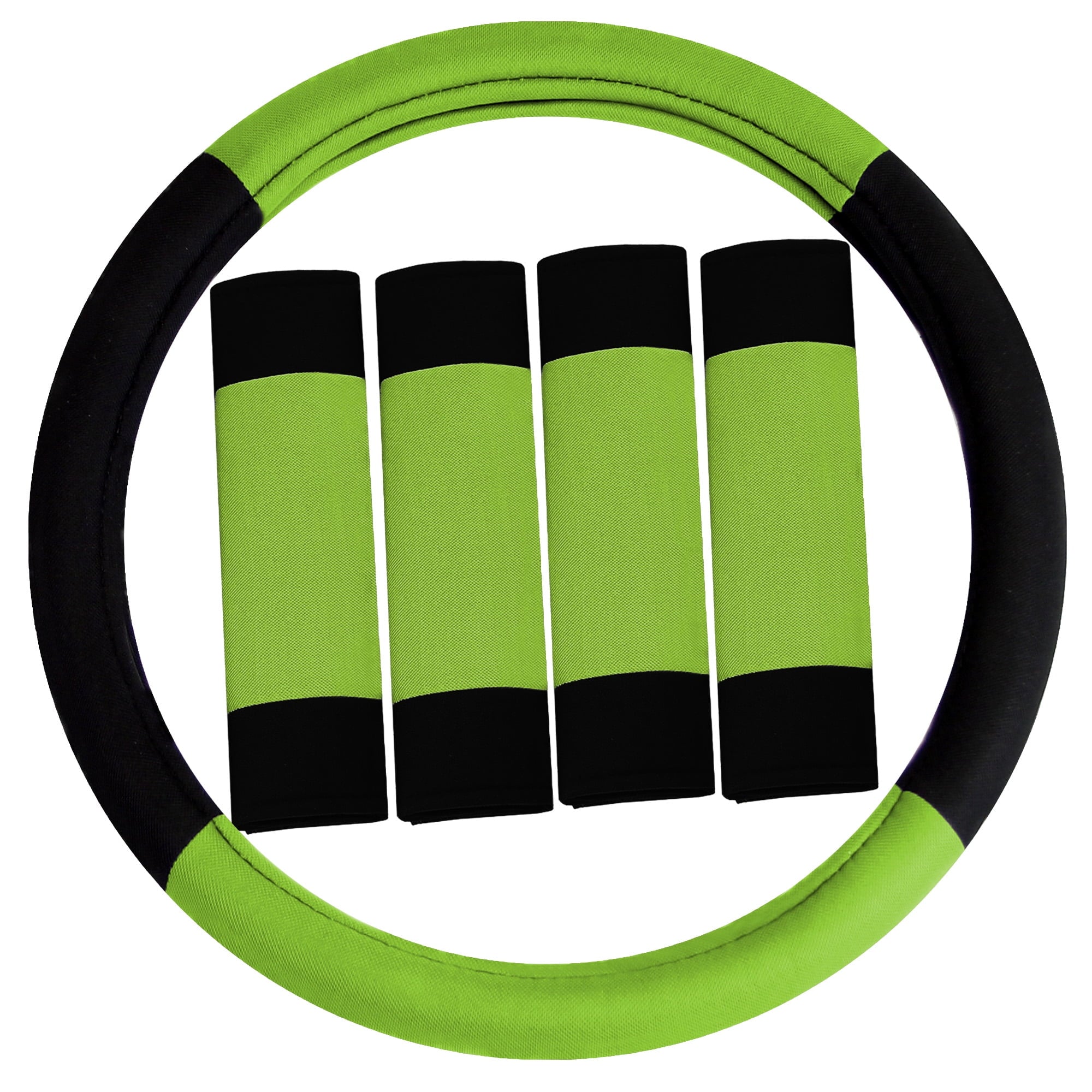 FH Group AFFH2033GREEN Modern Seat Belt Pads and Steering Wheel Cover Green 1.2 lb. w. Air Freshener