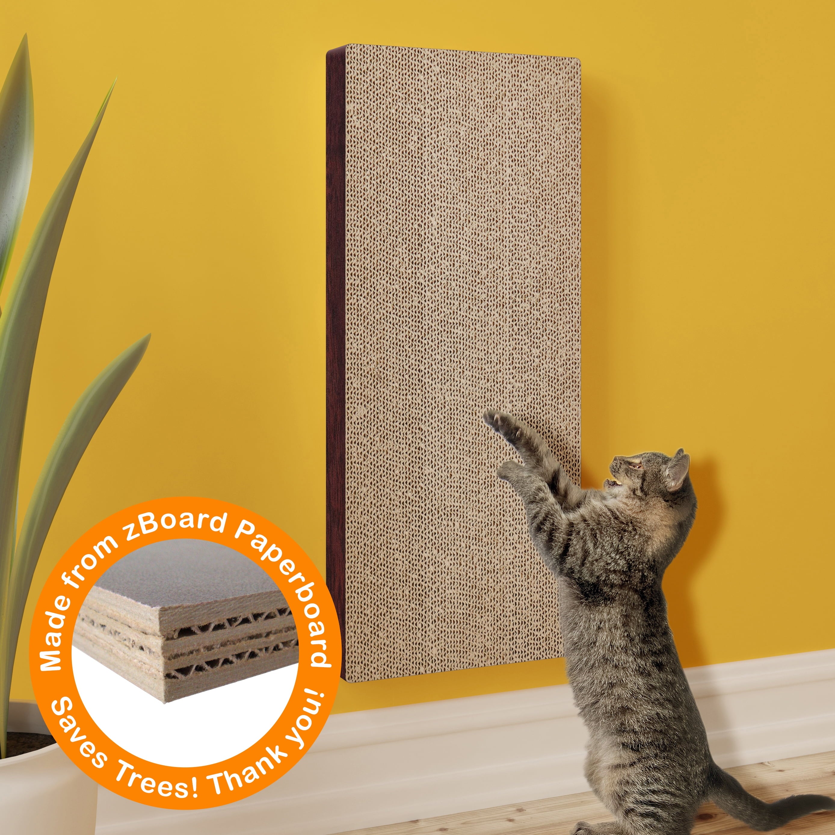 Way Basics Eco-friendly Wall Mount Scratch Pad Cat Scratcher, Espresso