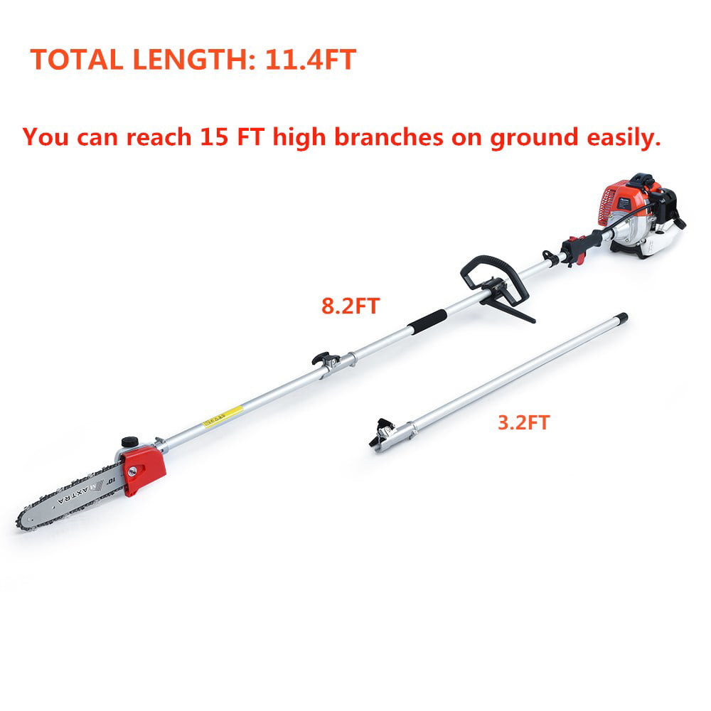 Maxtra 42.7CC 2 Stroke 1.5HP 1100W Gas Pole Chainsaw Pruner Trimmer with Adjustable Length 11.35 Feet to 8.2 Feet