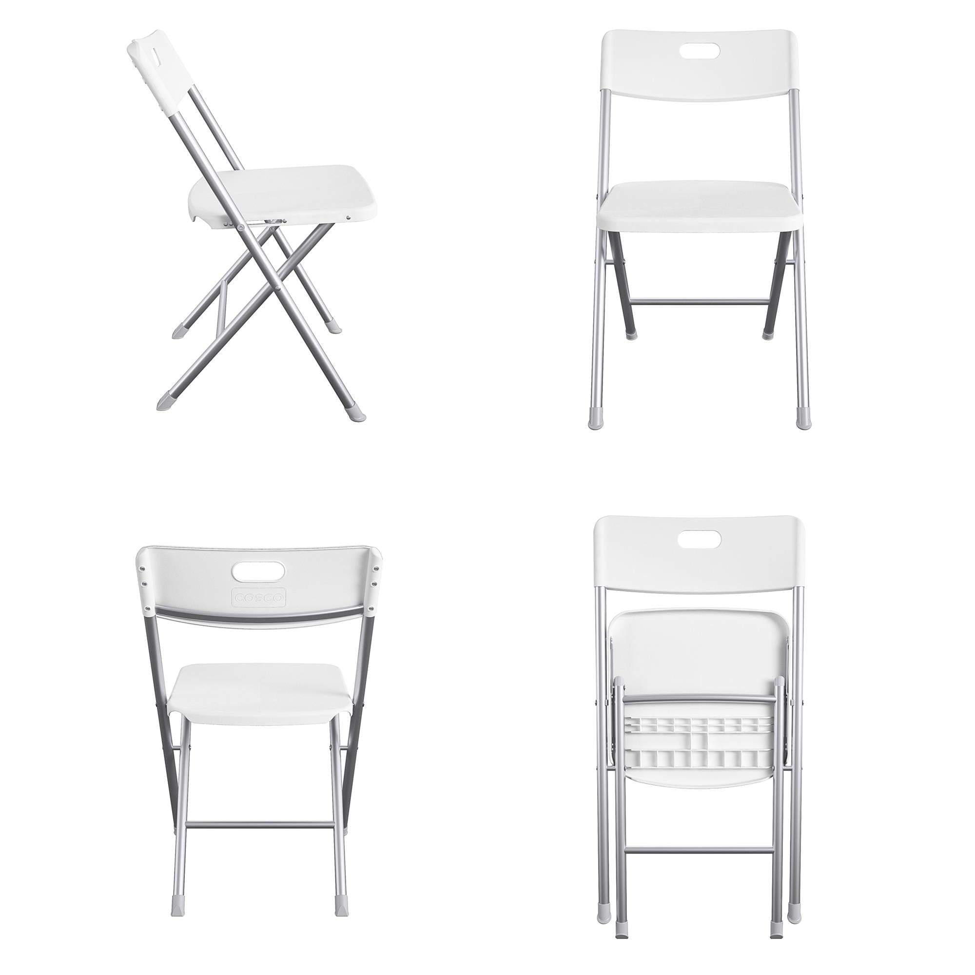 Mainstays Resin Seat & Back Folding Chair, White, 4-Pack