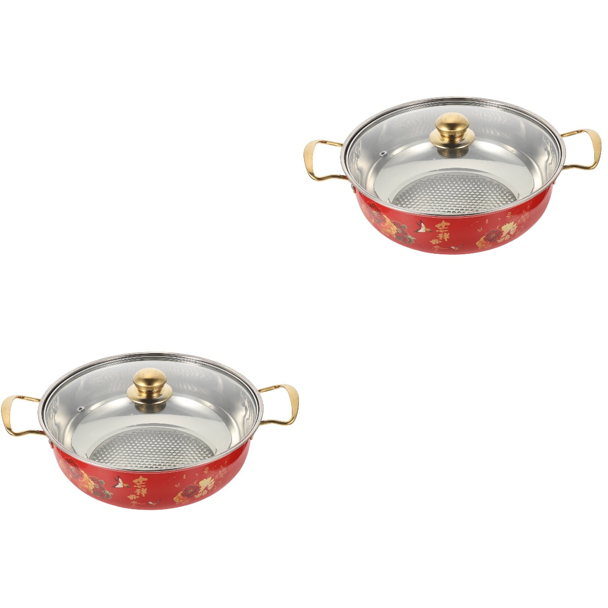 Homemaxs 2pcs Multipurpose Pot for Hot Pot Cooking Stainless Steel Soup Pot Non-stick Stew Pot
