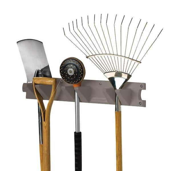 2 ft. Wall Mount Garden Long Handled Tool Hanger Organizer Platinum (6-Pack)