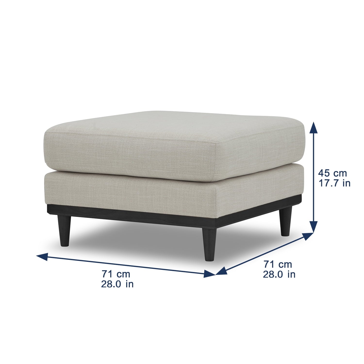 Better Homes & Gardens Springwood Square Wood Frame Ottoman, Charcoal Finish