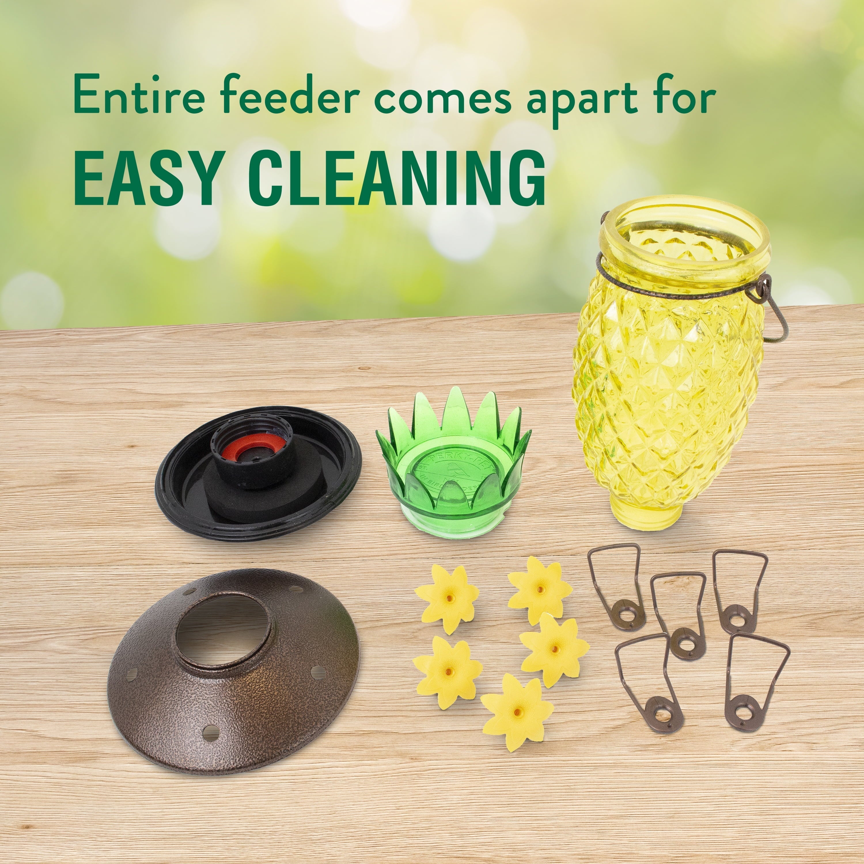 Perky-Pet Yellow Pineapple Top-Fill Glass Hummingbird Feeder – 28 oz