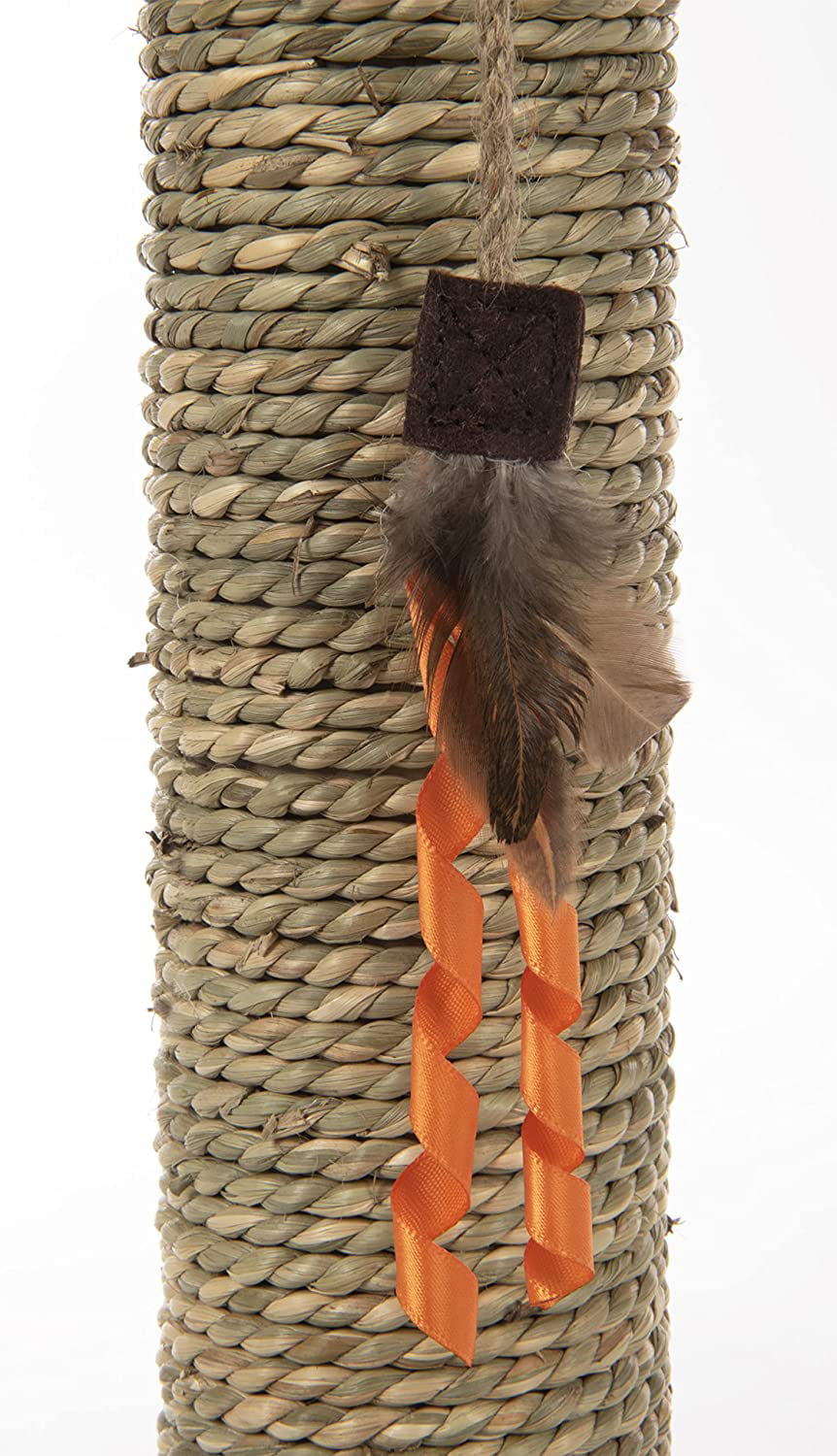 Simply Scratch Cat Scratch Post with Feather Cat Toy - Seagrass