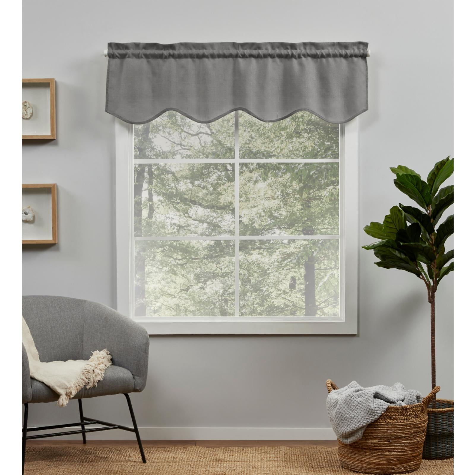 Exclusive Home Loha Light Filtering Rod Pocket Scalloped Valance