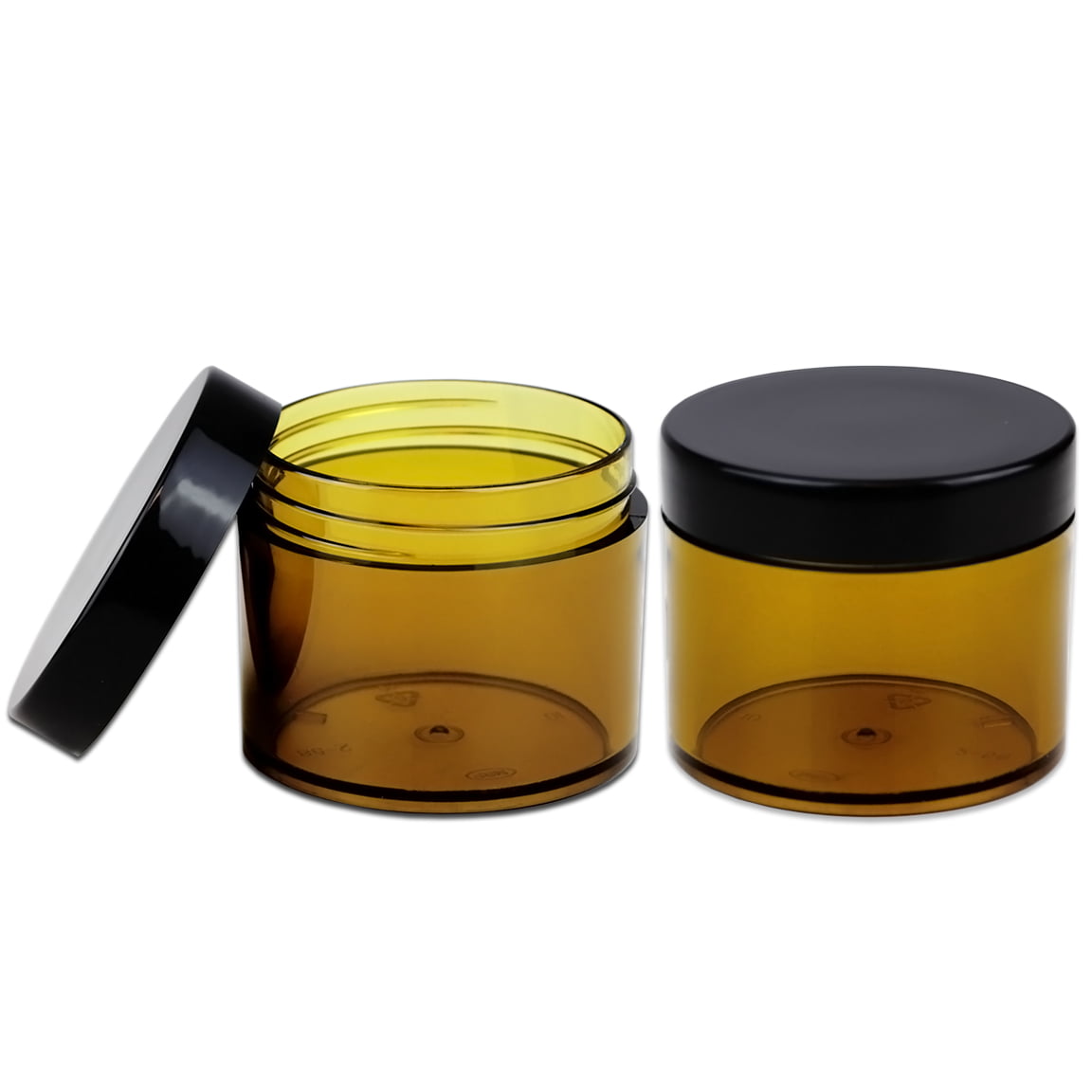 2oz/60g/60ml High Quality Acrylic Leak Proof Amber Container Jars with Black Lids 6pcs