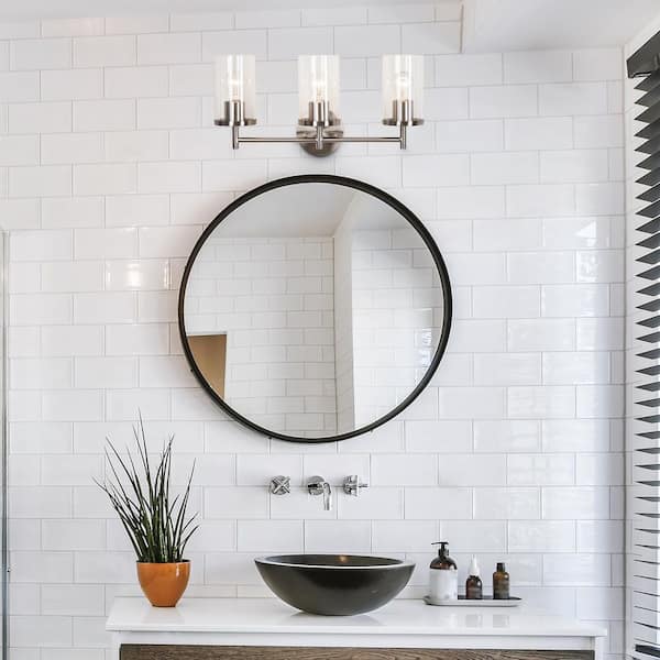 Kinglet 20 in. 3-Light Brushed Nickel Vanity Light, Towel Bar, Towel Ring Paper Holder and Towel Hook Bath Set (5-Piece)