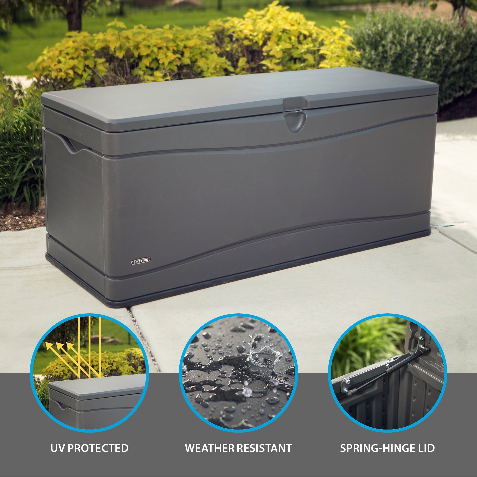 Lifetime Heavy-Duty 130 Gallon Plastic Deck Box, Gray (60298)