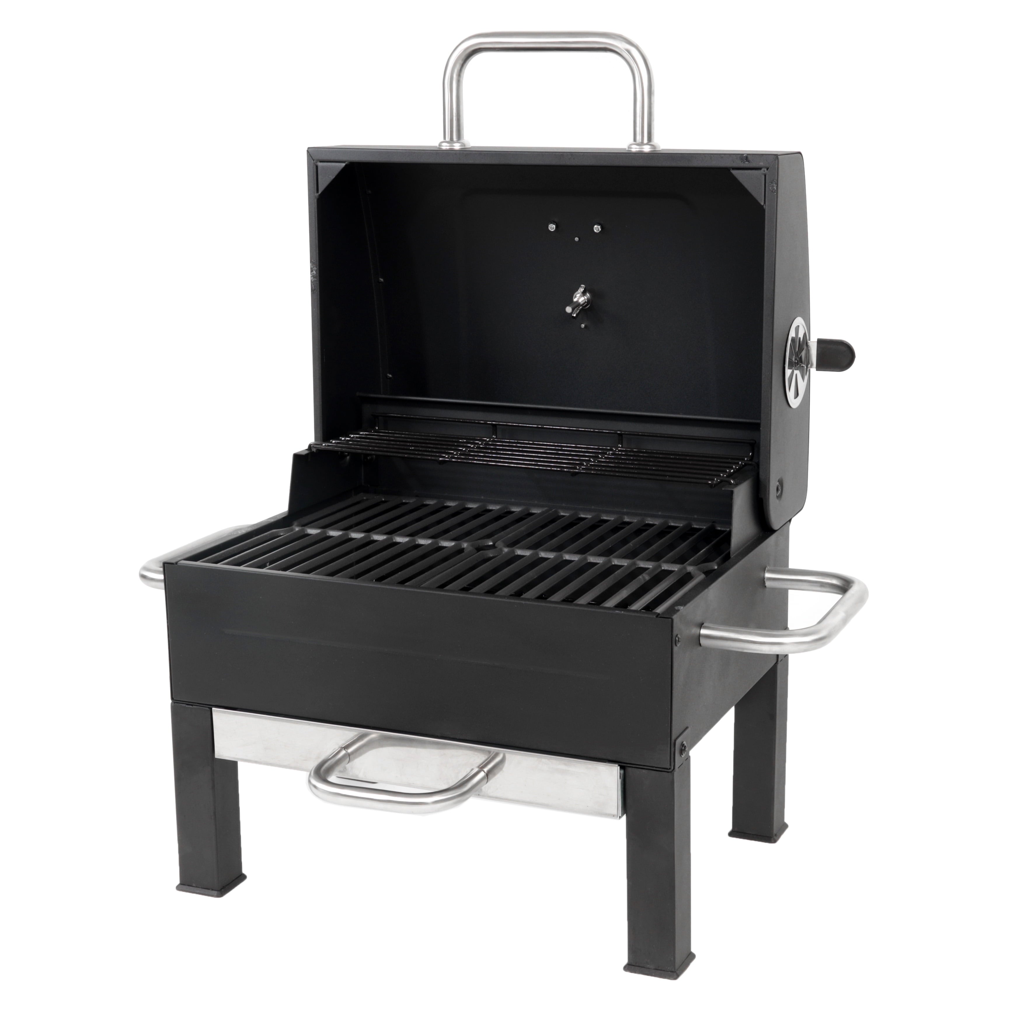 Grill Premium Portable Charcoal Grill, Black and Stainless Steel