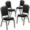 Flash Furniture 4 Pack HERCULES Series Crown Back Stacking Banquet Chair in Black Patterned Fabric - Gold Vein Frame