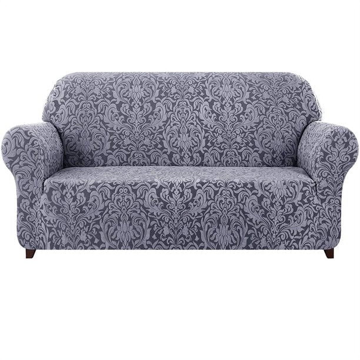 Subrtex 1-Piece Sofa Slipcover Jacquard Damask Couch Cover (Loveseat, Grayish Blue)