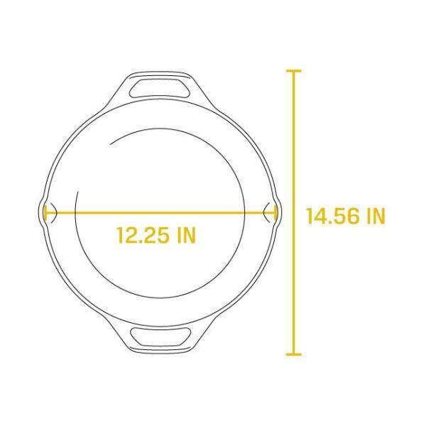 12 in. Cast Iron Skillet in Black with Dual Handles