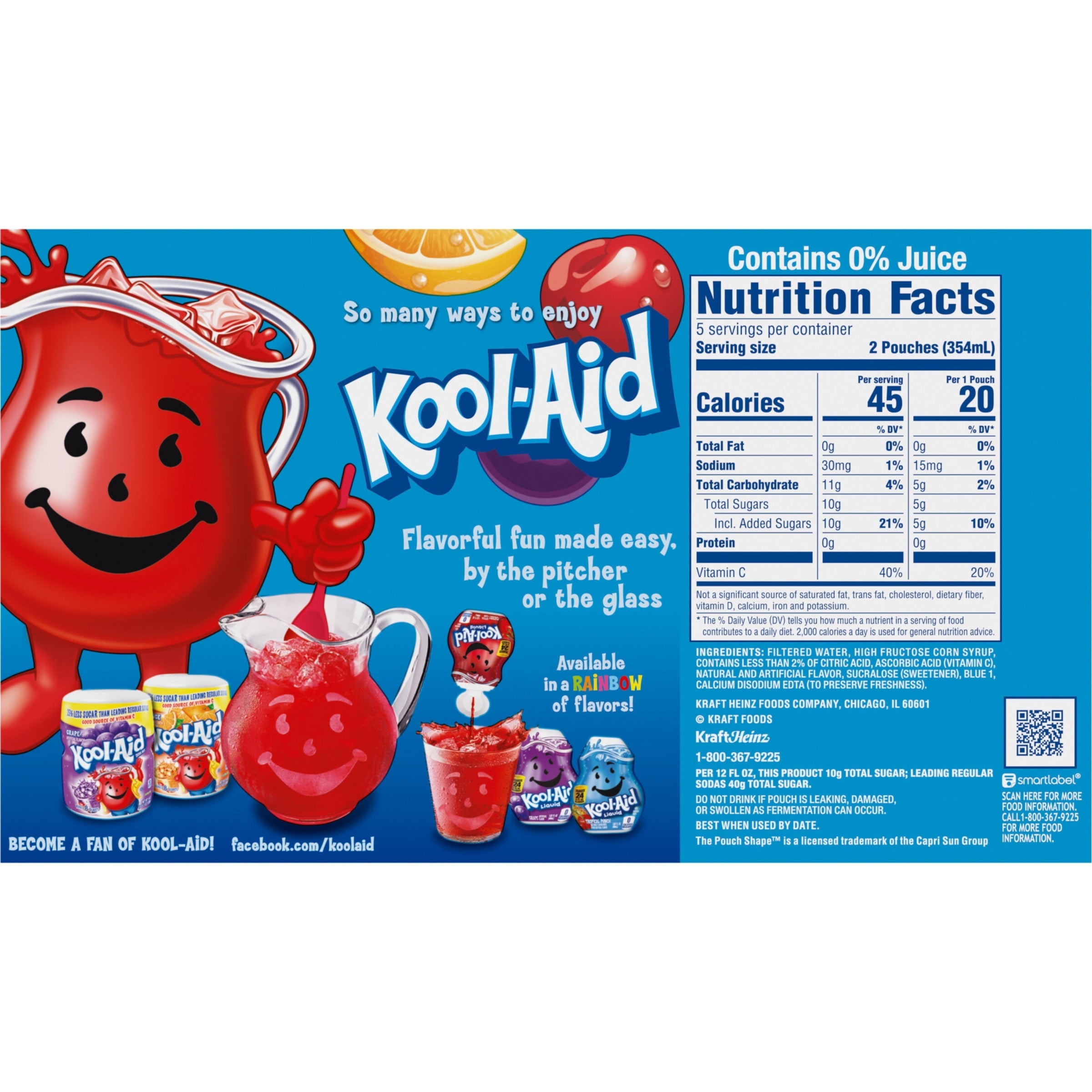Kool Aid Jammers Tropical Punch Kids Drink 0% Juice Box Pouches, 10 Ct Box, 6 fl oz Pouches