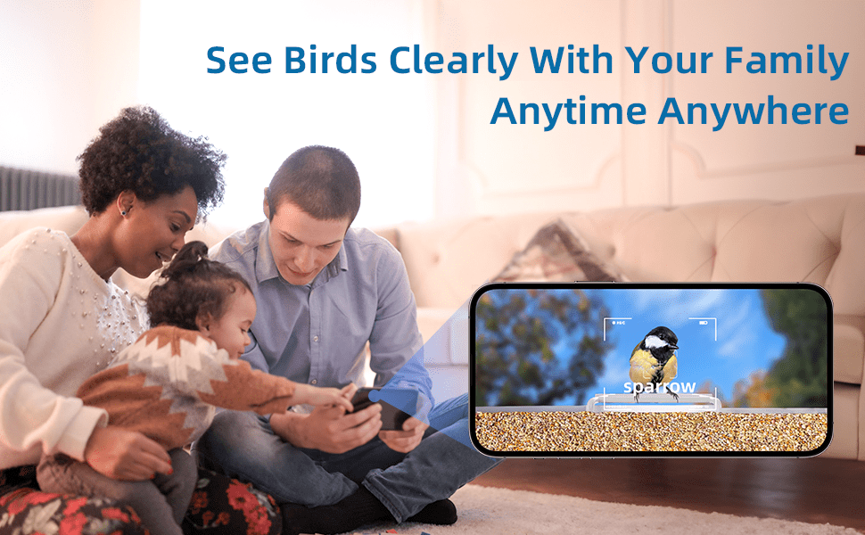 Bird Feeder with Camera,YBLOC Bird House,AI Smart Bird Feeder,Camera 1080P HD Video,AI Identify Bird,Wifi ,Blue