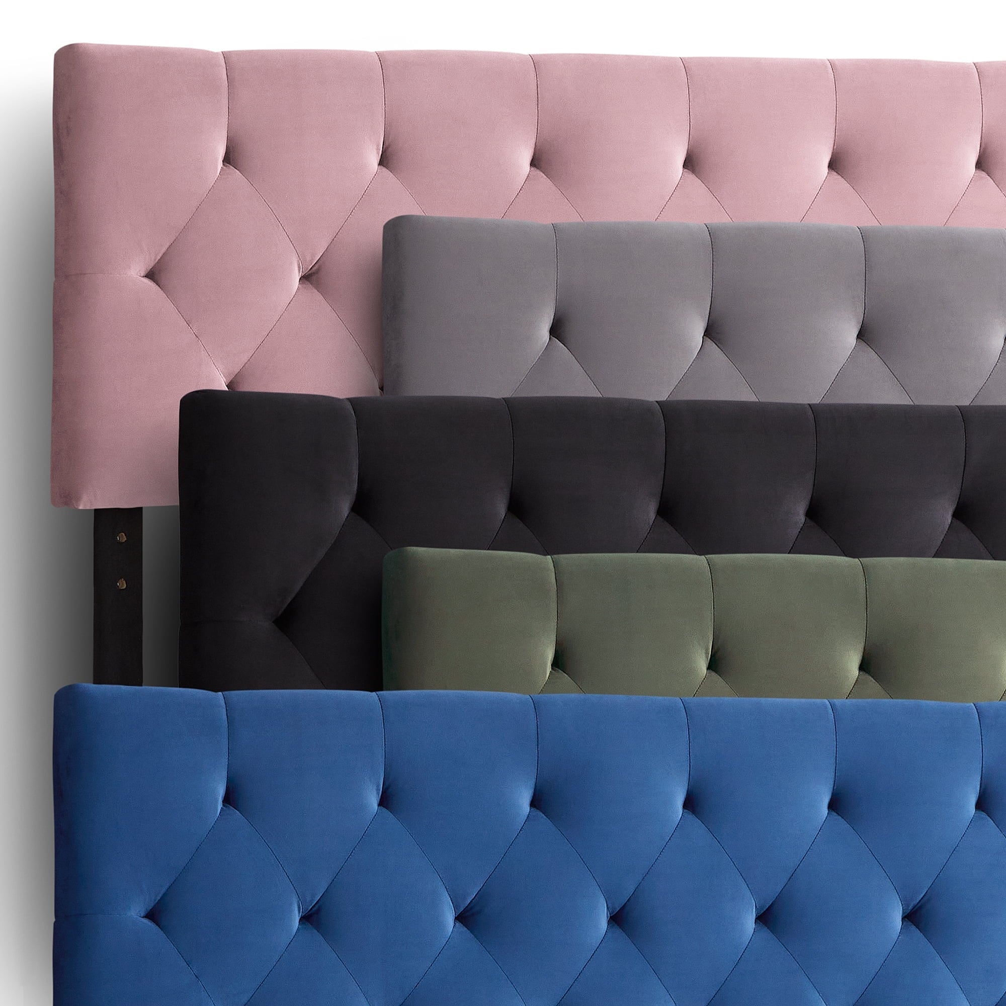 Rest Haven Tufted Velvet Upholstered Headboard, Queen, Gray