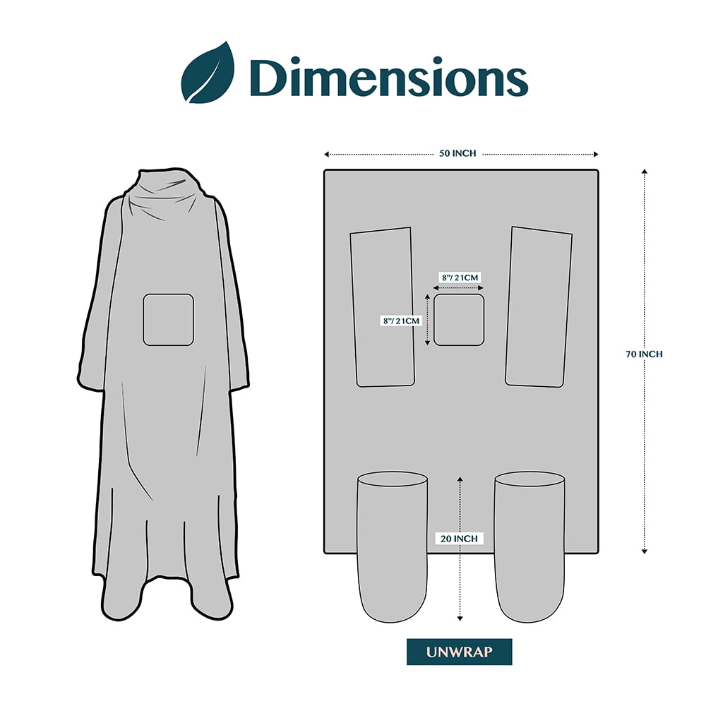 PAVILIA Fleece Blanket with Sleeves and Foot Pockets for Women Men Adult, Wearable Blanket Throw Wrap, Warm Cozy Extra Soft Sleep Hug Blanket with Feet, Gift for Women Mom (Black)