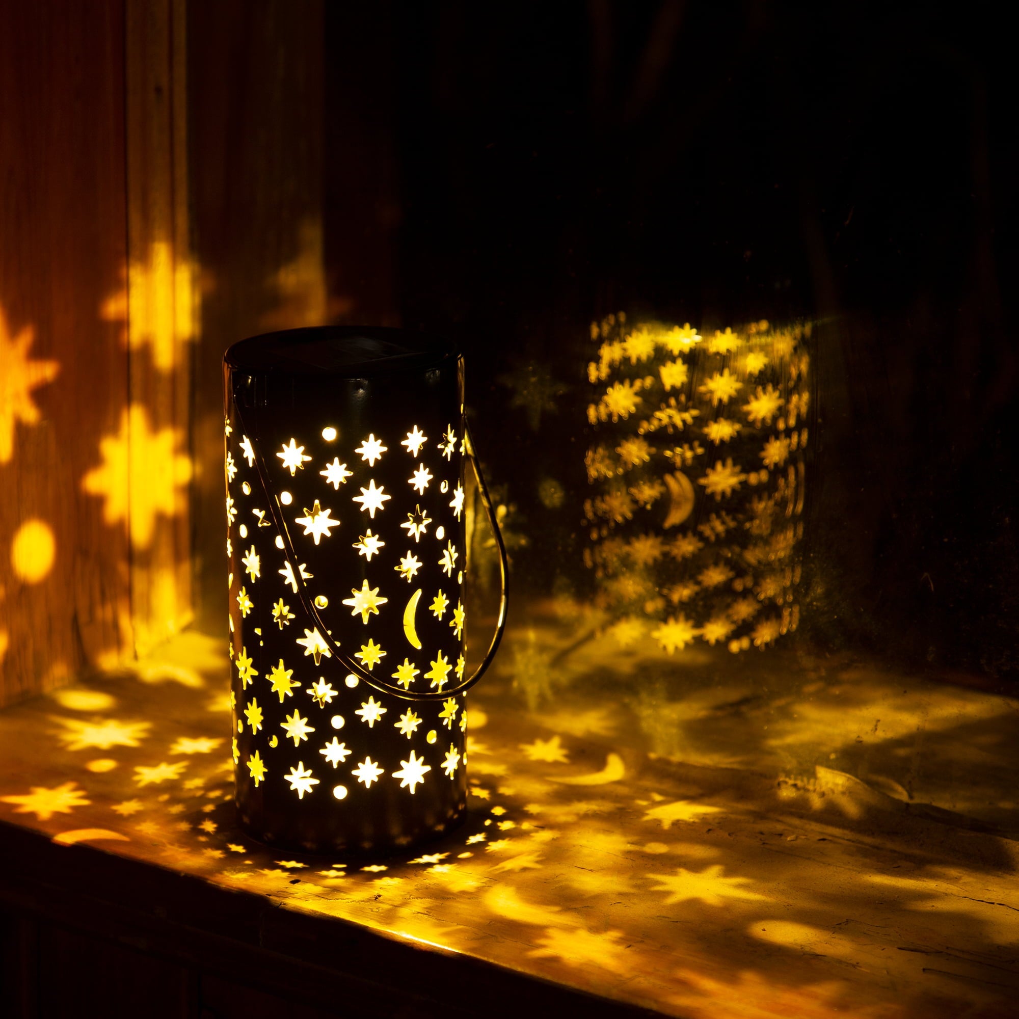 GIGALUMI Solar Pathway Lights, 6 Pack Solar Lanterns Outdoor Solar Lights Decorative Waterproof, Hanging Solar Lights Star Moon Solar Landscape Lights Outdoor for Walkway, Garden, Patio, Lawn, Yard