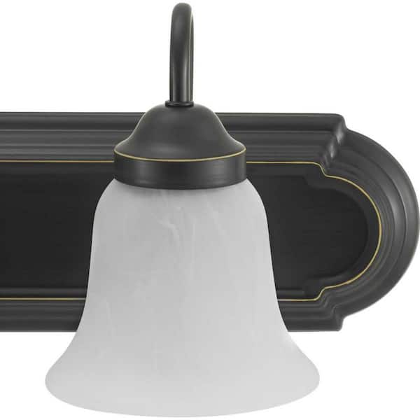 Solvang 30 in. 4-Light Antique Bronze Vanity Light with Etched Alabaster Glass Shades