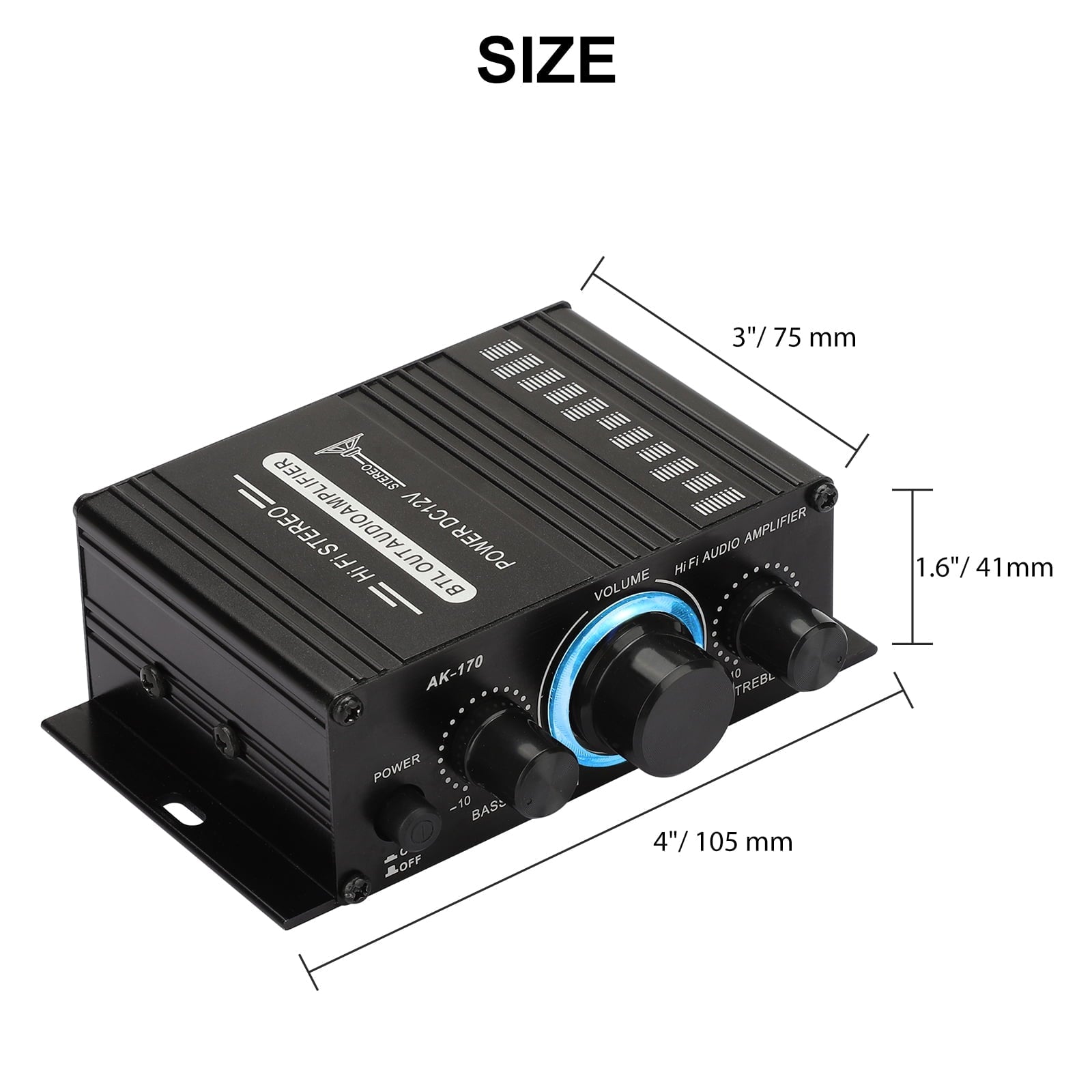 Lingsida Audio Power Amplifier, 20W+20W Mini HiFi Stereo Audio Amplifier, 2CH Subwoofer Amp Stereo Bass Audio Player for Auto Car Mp3 Mp4 PC Speaker, Black