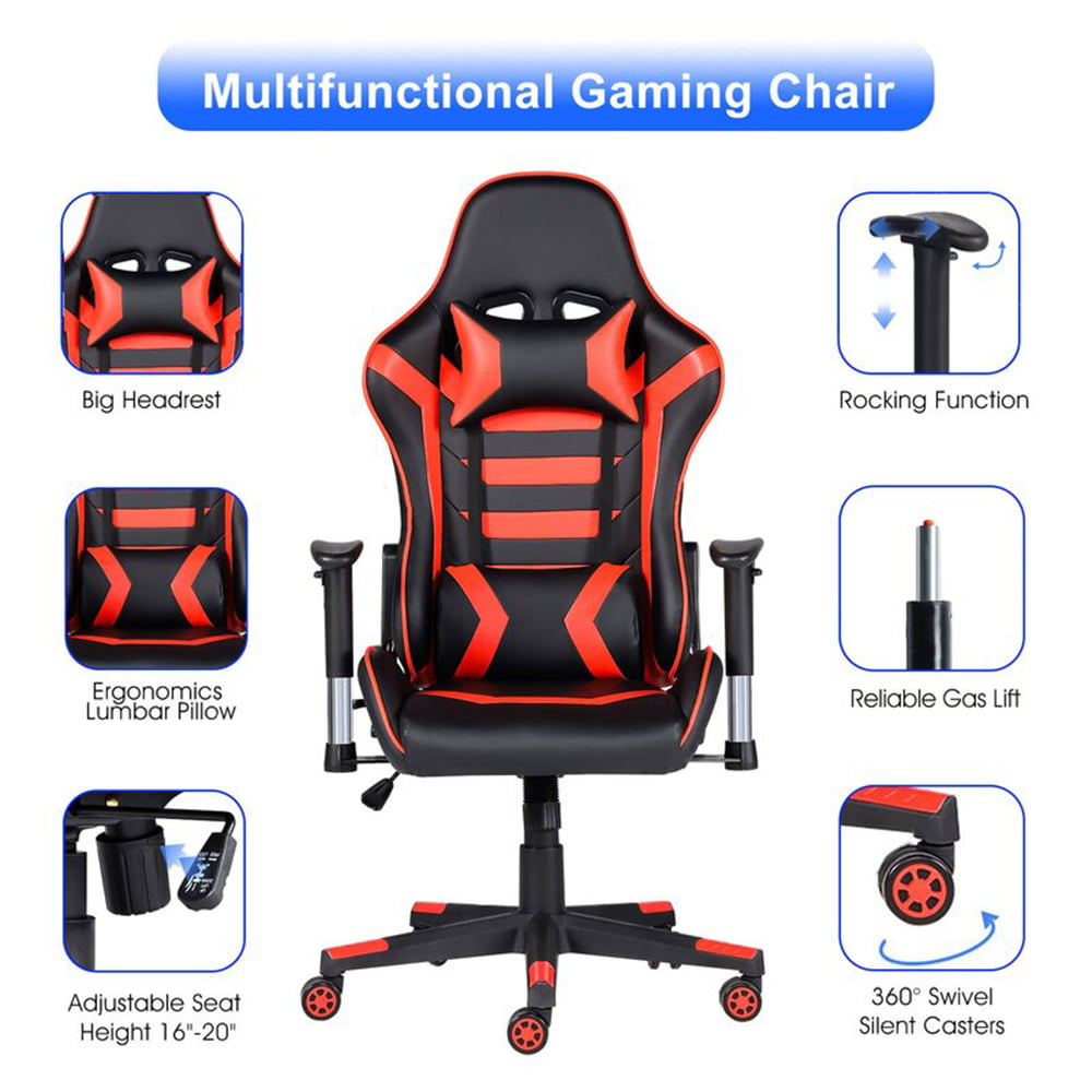 HomeZeer High Back Ergonomic PU Leather Gaming Chair Office Chair, Red