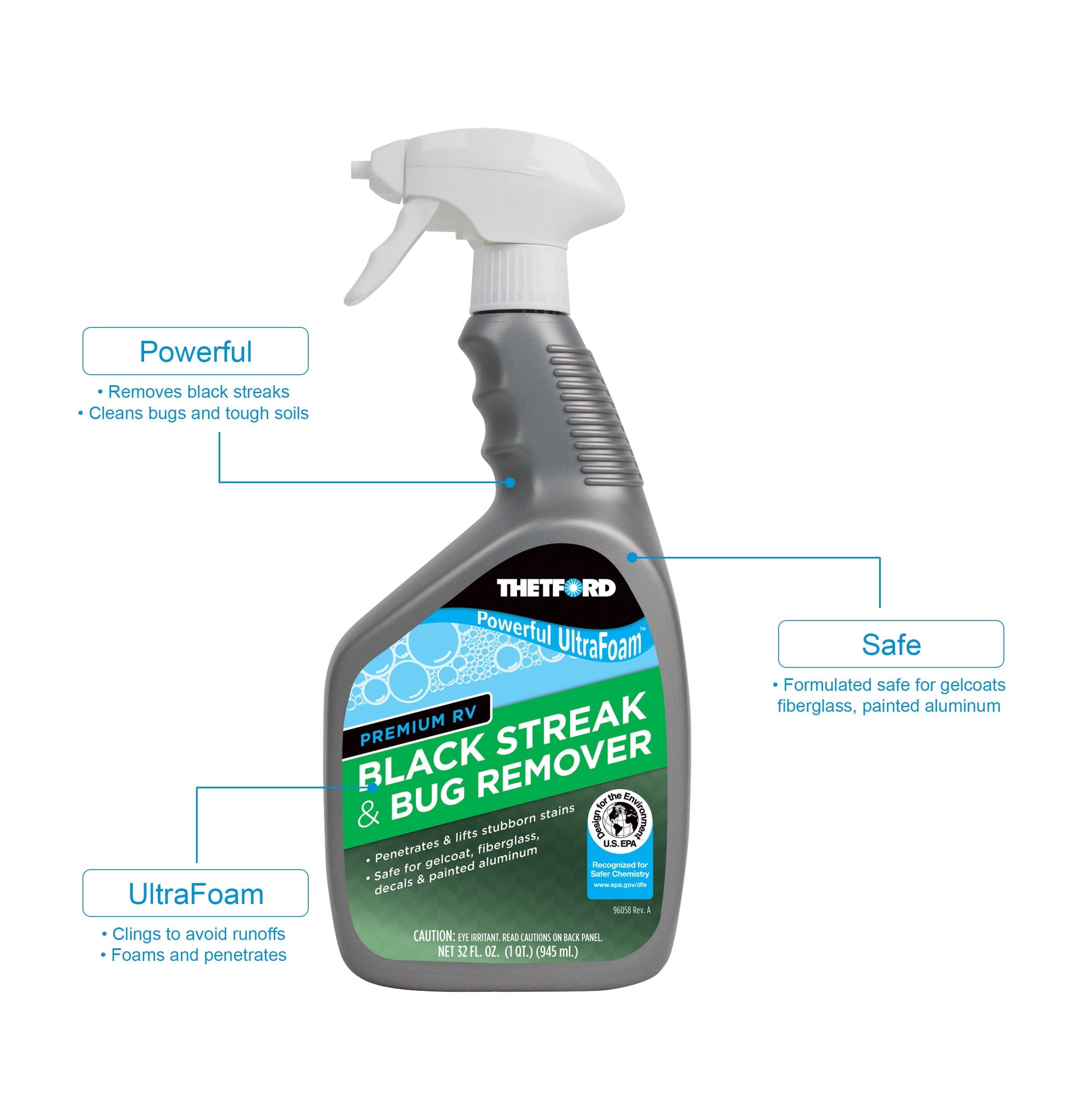 Thetford Premium RV Ultrafoam Black Streak and Bug Remover 32 oz - PN 32816