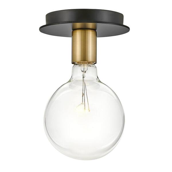 Bobbie 5.5 in. 1-Light Lacquered Brass Flush Mount