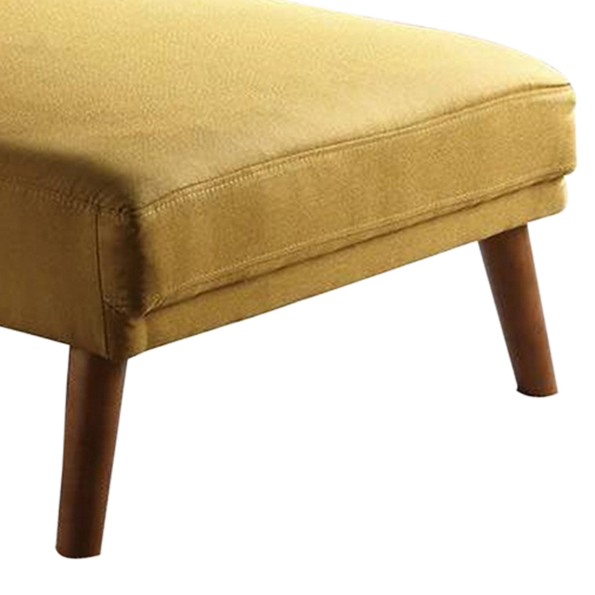 Gina 62 Inch Modern Adjustable Chaise, Square Tufting, Tapered Legs, Mustard