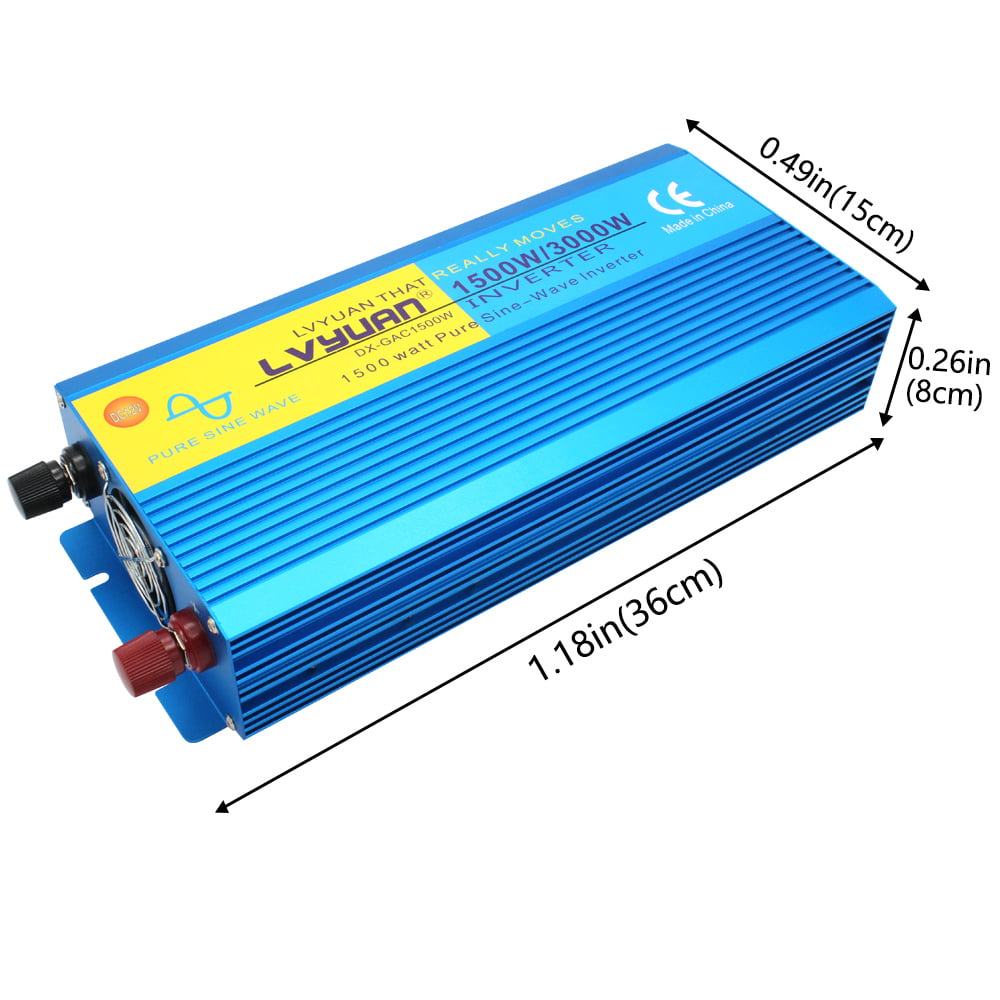 LVYUAN 1500 Watts 3000 Watts Pure Sine Wave Power Inverter DC 12V to AC 110V 120V Car Converter Adapter LED Display