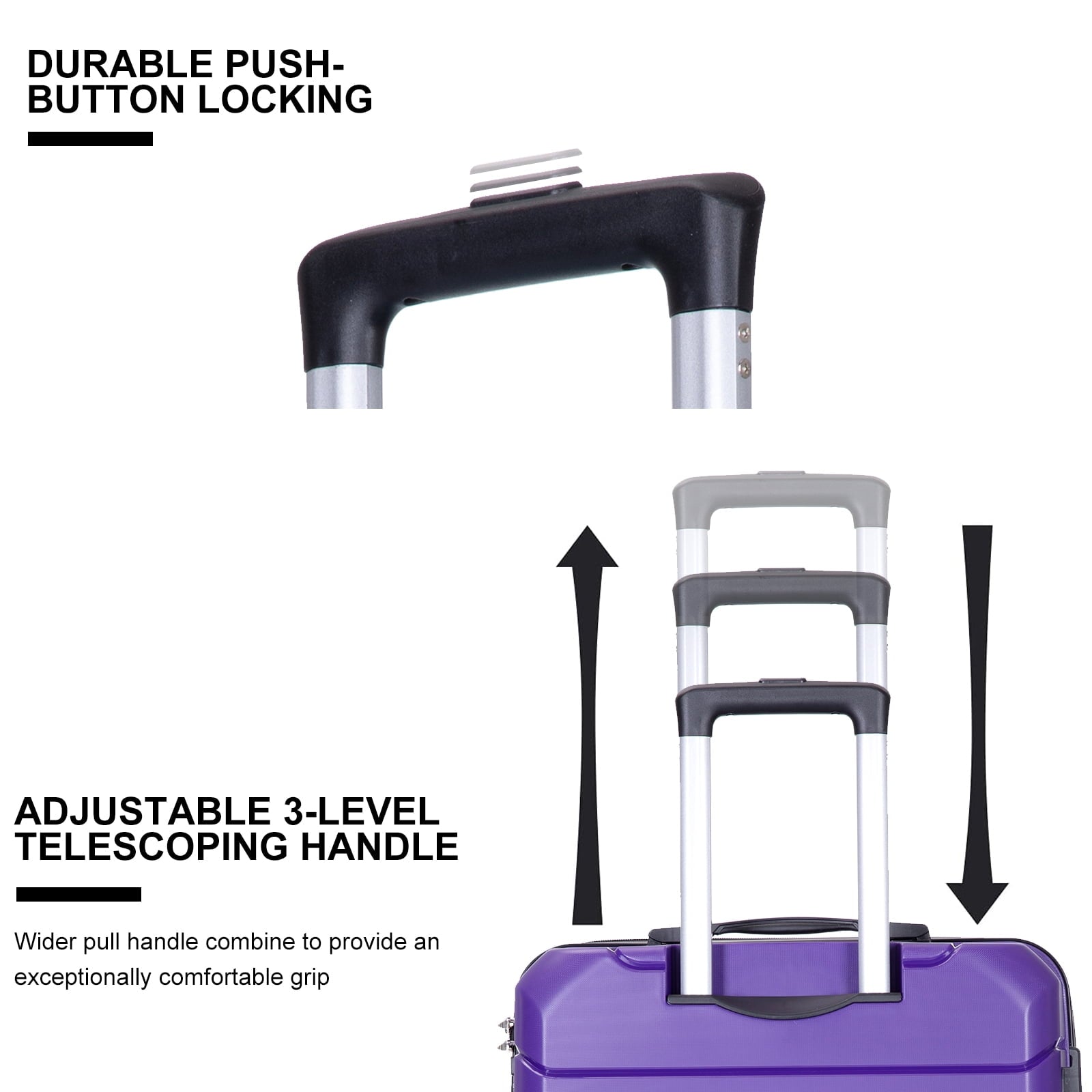 Tripcomp Hardshell Luggage Set,Carry-on,Lightweight Suitcase Set of 3Piece with Spinner Wheels,TSA Lock,20inch/24inch/28inch(Purple)