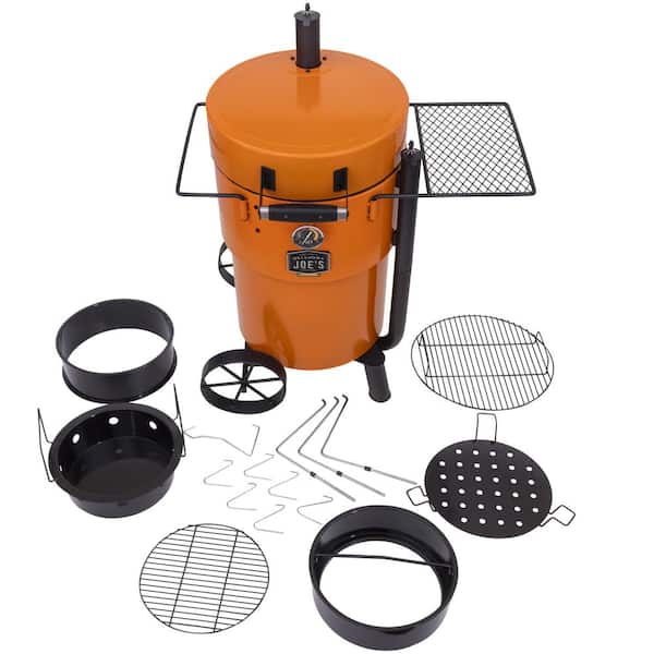 Bronco 284 sq. in. Drum Charcoal Smoker and Grill in Orange with Cover