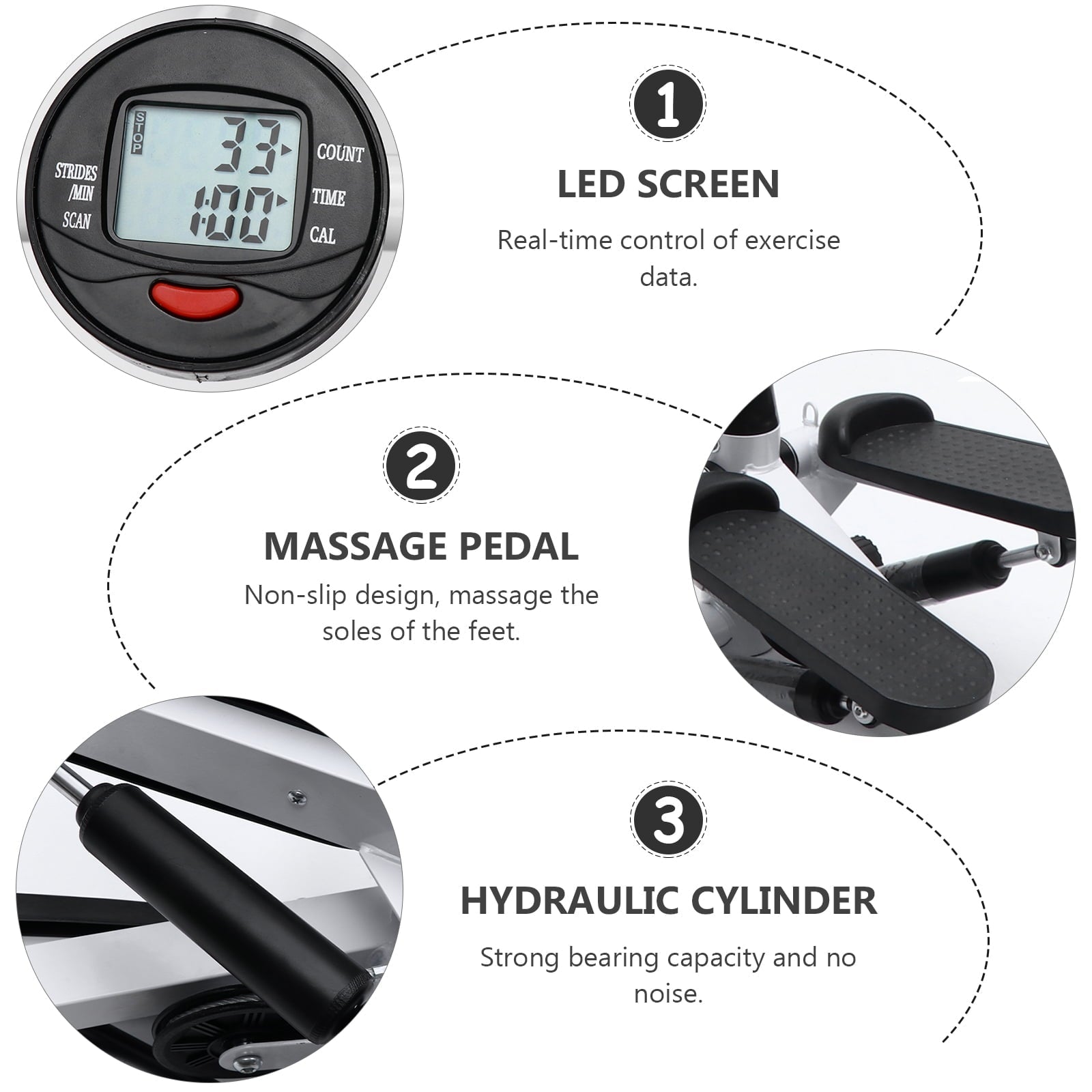 HEMOTON 1Pc Fitness Stepper Stepping Machine with Handlebar Household Fitness Equipment