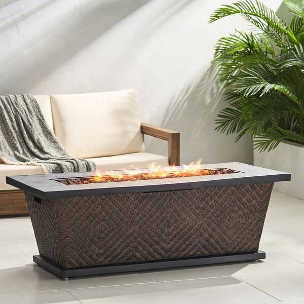 Abilene Brown Rectangular Stone Fire Pit (No Tank Holder)