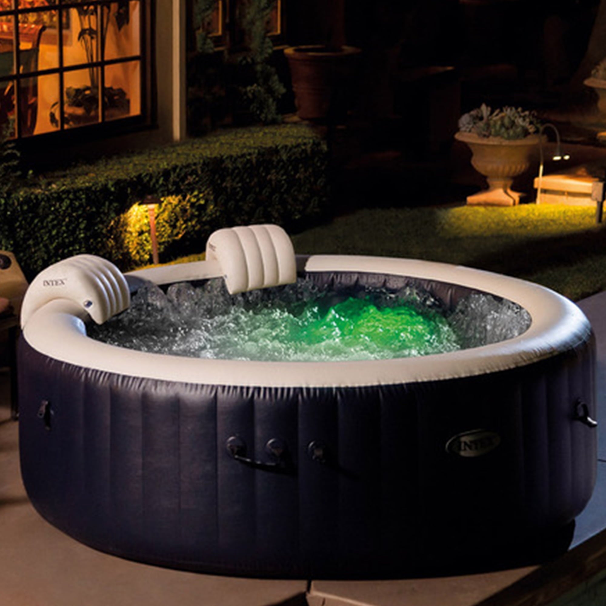 Intex PureSpa Plus 6 Person Inflatable Round Hot Tub with 170 AirJets, Blue