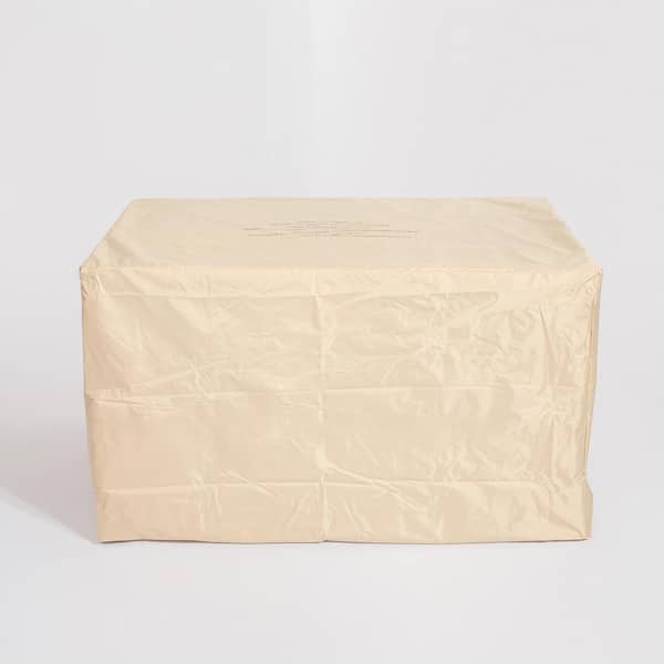 Brown Rectangular Wicker Outdoor Fire Pit Table with Glass Rocks, 40000 BTU