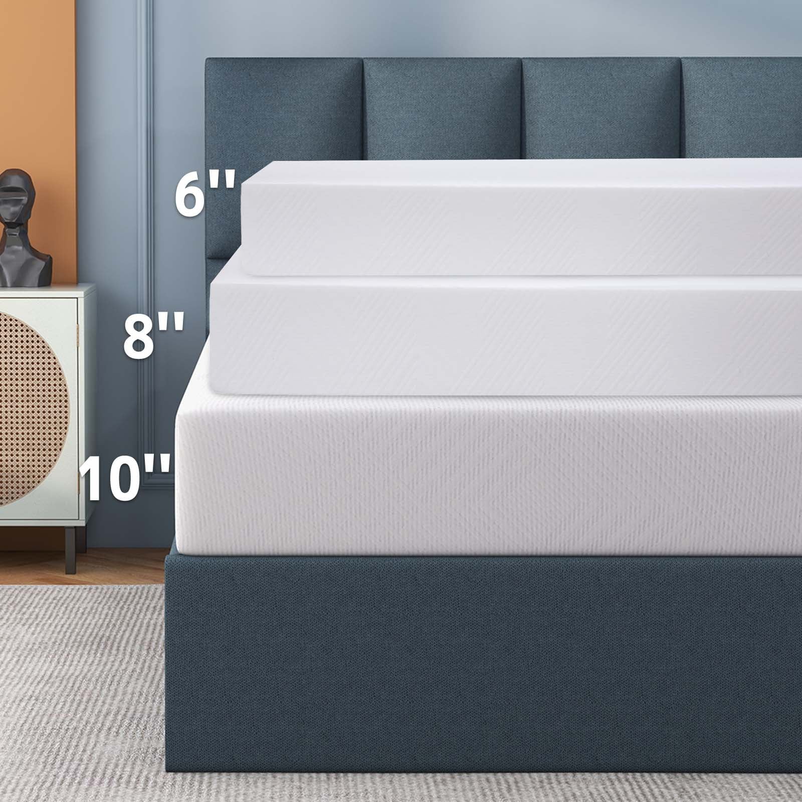 Inch Memory Foam Mattress Green Tea Mattress Medium Firm,Twin