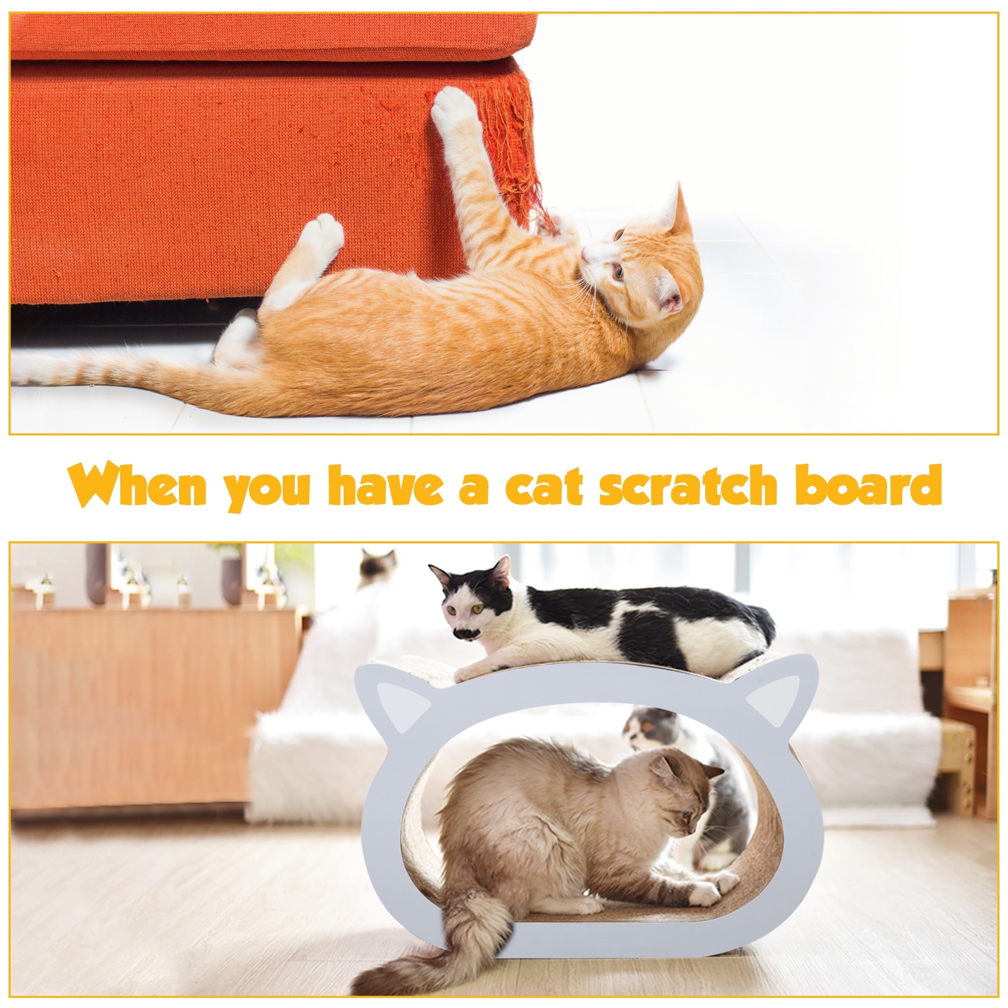 Coziwow Cat Scratcher Cardboard Scratch Lounge Pad, Cat Bed Furniture House W/ Catnip