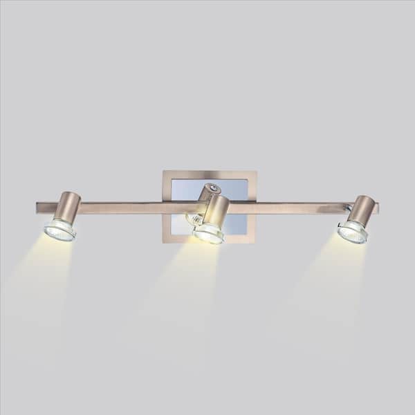 Rottelo 2 ft. 3-Light Matte Nickel/Chrome Fixed Track Lighting Kit