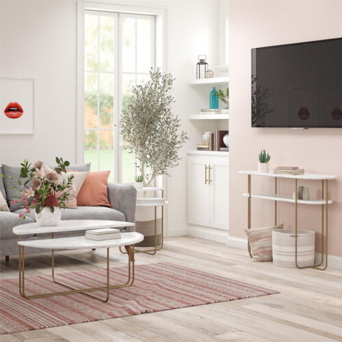 Novogratz Athena Console Table, White Marble