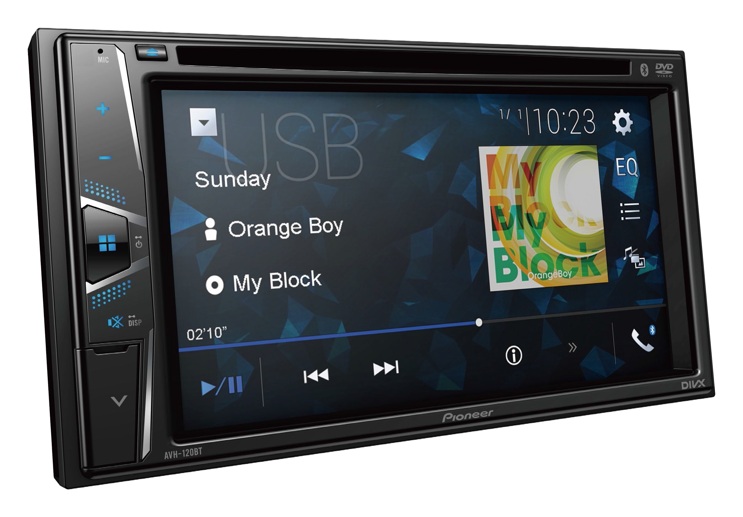 Pioneer AVH-120BT Multimedia Receiver with 6.2 Inch WVGA Touchscreen Display and Built-in Bluetooth for Hands-free Calling and Audio Playback | Double DIN | DVD / MP3 / CD Player