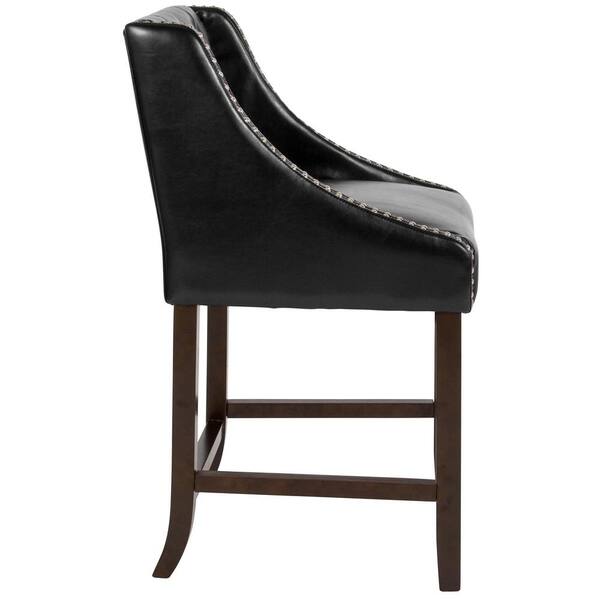 36 in. Black Leather Bar Stool (Set of 2)