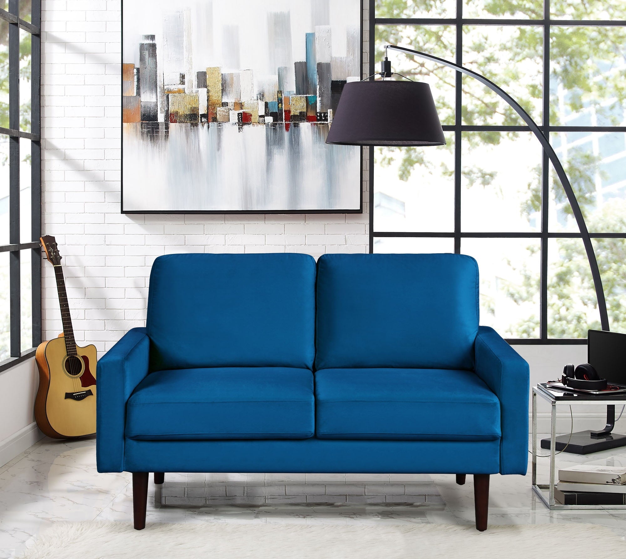 Ember Interiors Molly Loveseat, Navy Blue